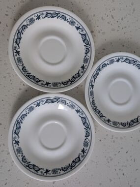 Corelle Classic White and Blue Floral Saucer Set Of 3